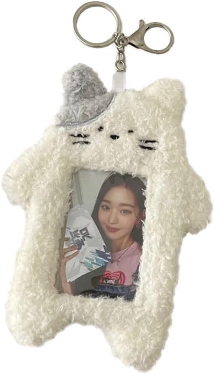 Card Holder Men & Women -Card Holder- Card Holder Cards-1 White Photo Card Holder - Cartoon Plush Photo Card Holder Outdoor Girl - ID Card Holder - Protective Sleeve - Card Holder Student Rabbit Identification Badge Supplies - Image 1
