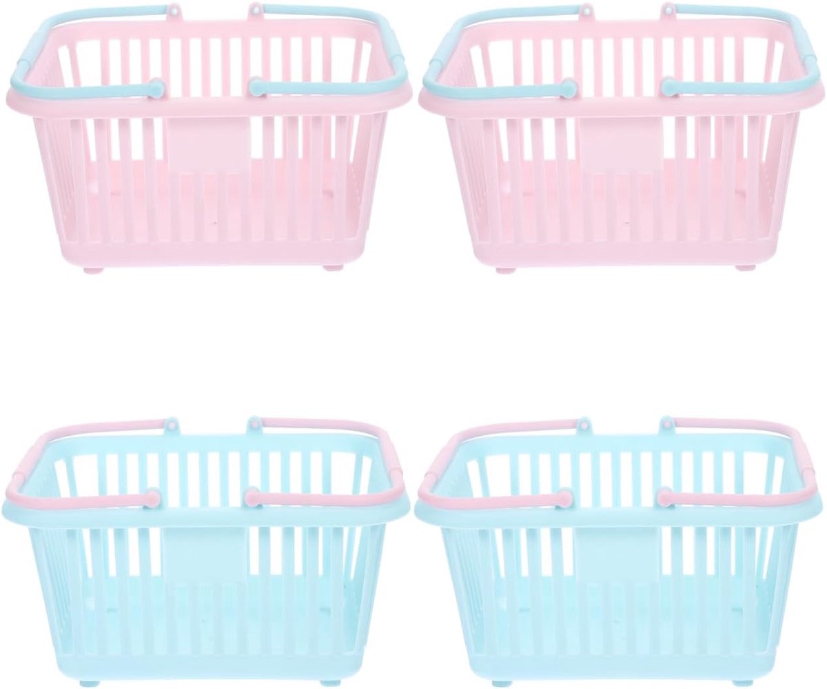 4 Pieces Mini Shopping Basket Toys - Plastic with Handle - For Children Pretend Play - Image 1
