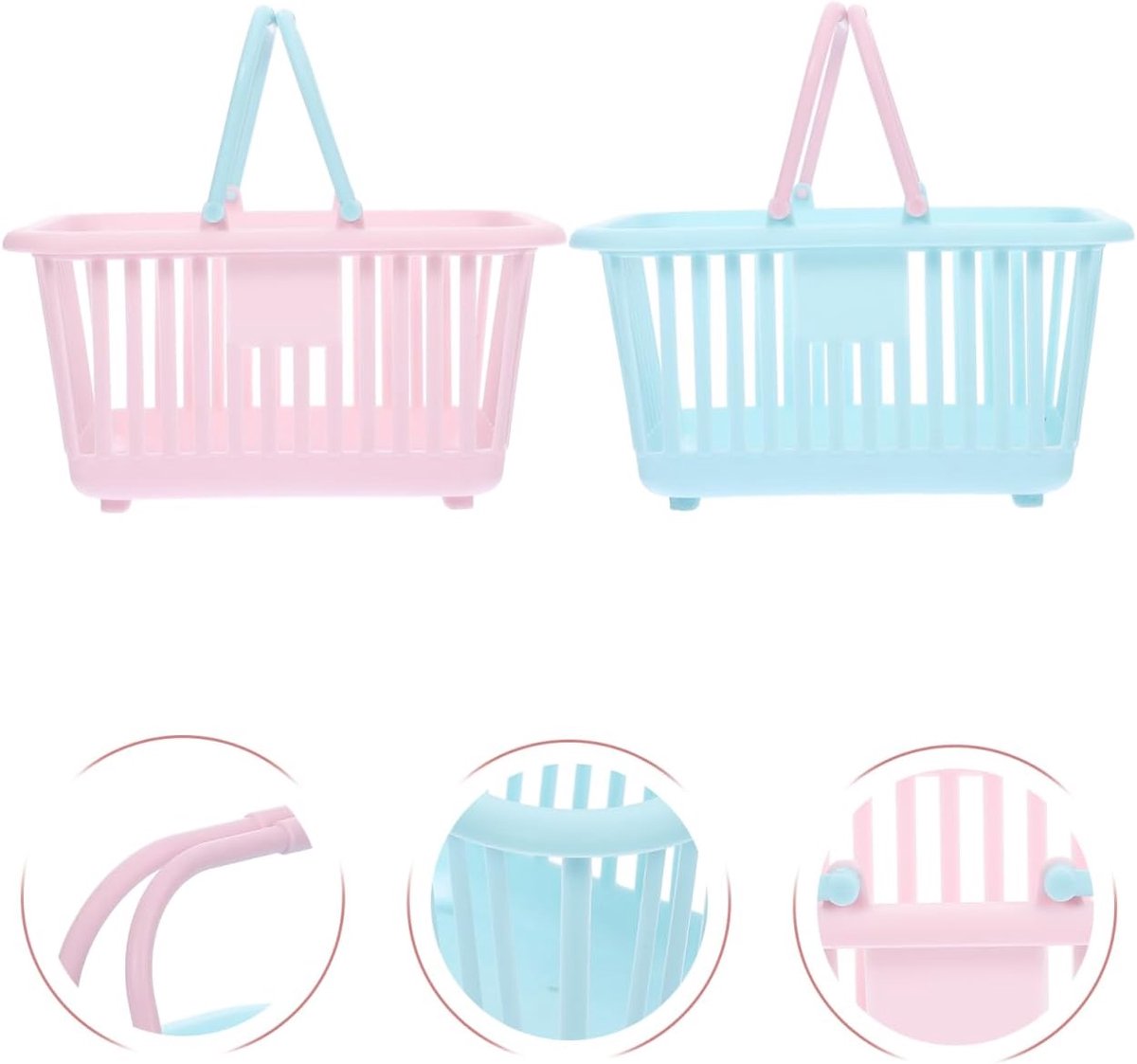 4 Pieces Mini Shopping Basket Toys - Plastic with Handle - For Children Pretend Play - Image 2