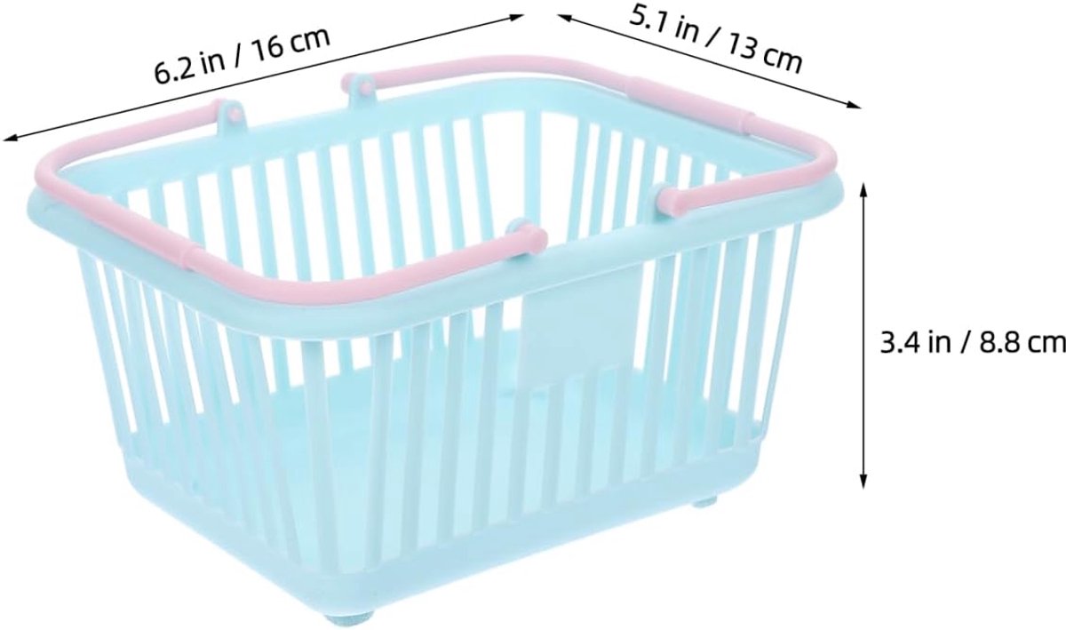 4 Pieces Mini Shopping Basket Toys - Plastic with Handle - For Children Pretend Play - Image 3