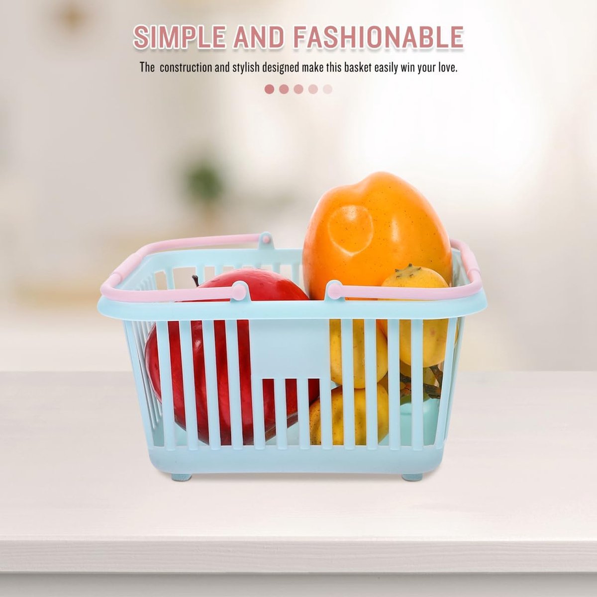 4 Pieces Mini Shopping Basket Toys - Plastic with Handle - For Children Pretend Play - Image 5