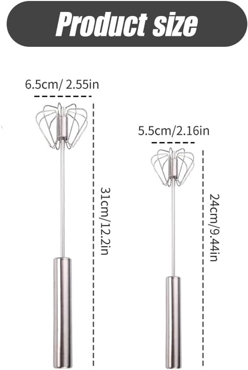 Egg whisk - Egg beater - Whipped cream whisk - Mini whisk - Milk frother - Manual - mixing, beating, whisking and stirring (25 cm) - Image 3
