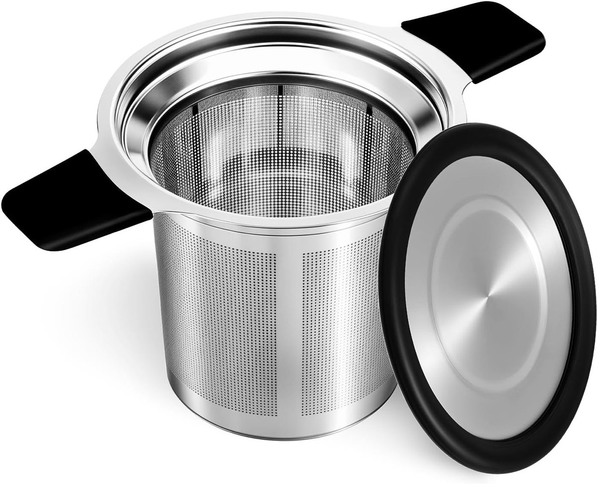 Stainless steel tea infuser - Fine strainer - Heat-resistant handle - For loose tea in teapots and mugs - Image 1