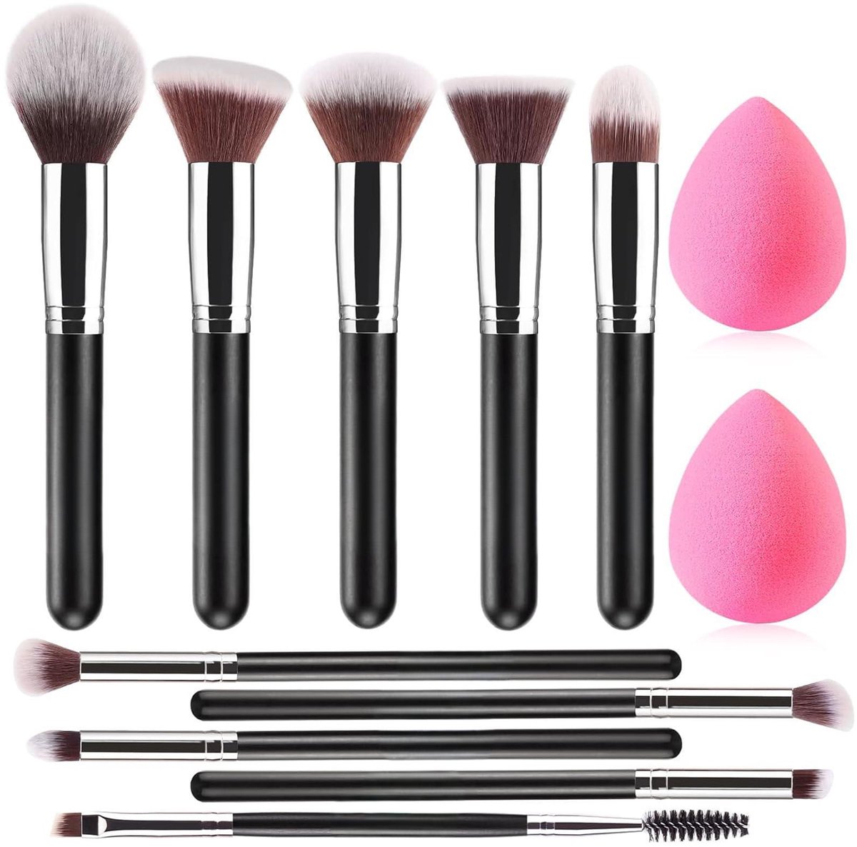 Make Up Brush Set - Brush Sets - Foundation Brush - Eyeshadow Brushes - Powder Brush - Makeup Brushes - Eyebrow Brush (12-piece) - Image 1