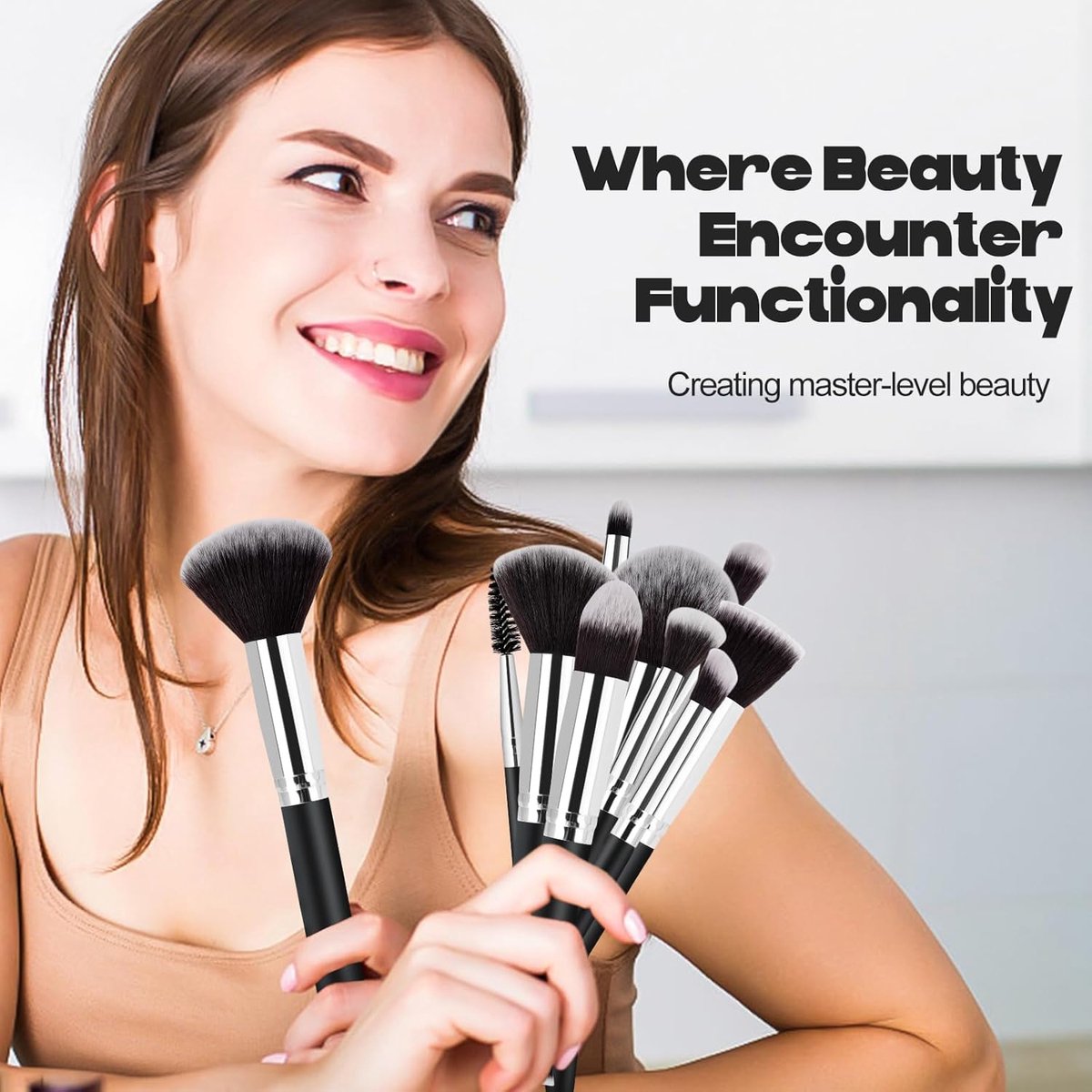 Make Up Brush Set - Brush Sets - Foundation Brush - Eyeshadow Brushes - Powder Brush - Makeup Brushes - Eyebrow Brush (12-piece) - Image 3