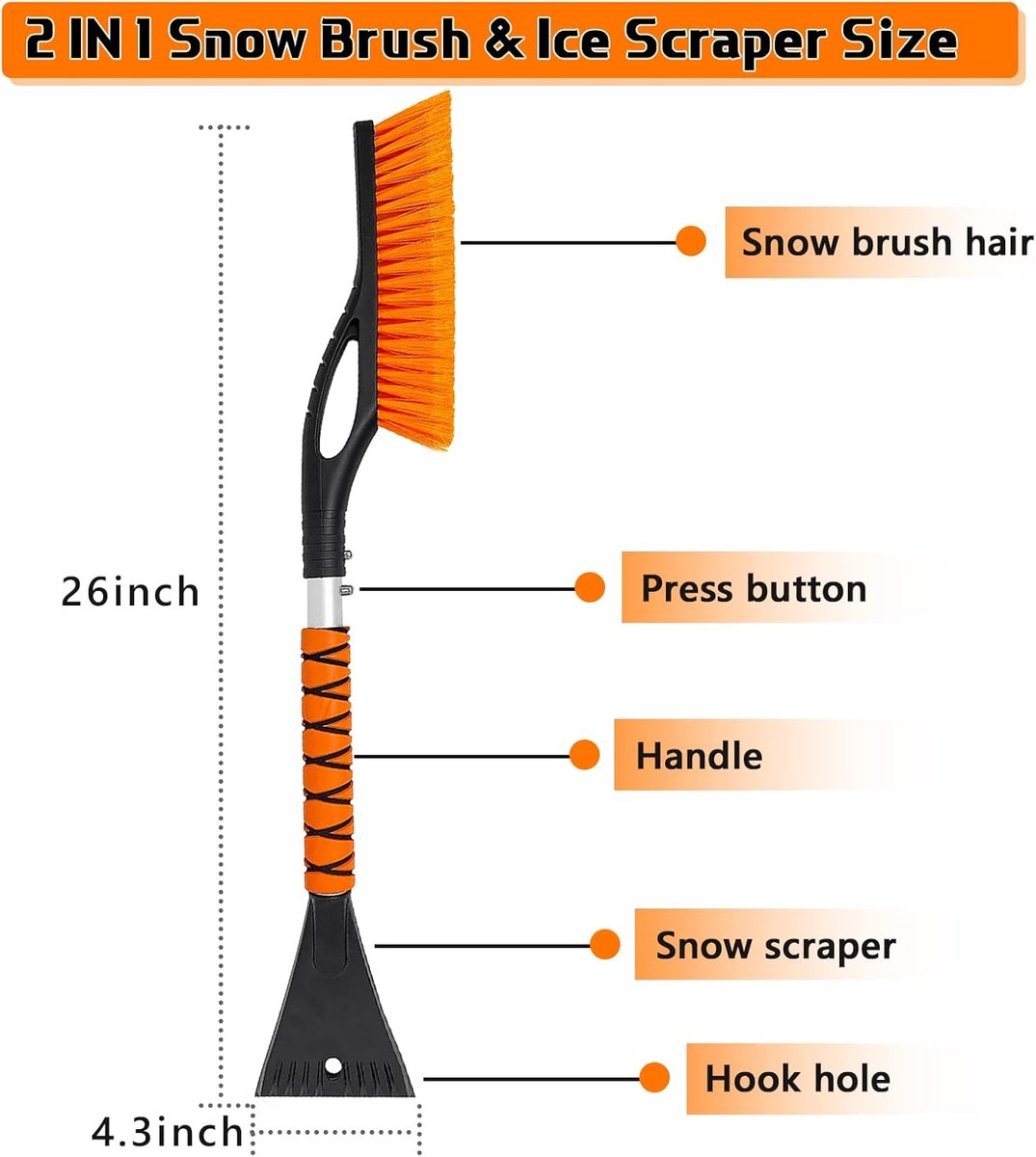 2-in-1 detachable snow brush and ice scraper - 27