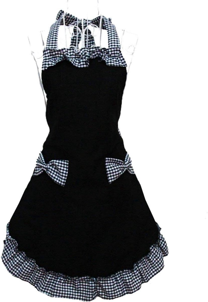 Kitchen Apron - Catering Apron - Pottery Apron - BBQ Apron - Painting Apron - Carpenter's Apron - flirty vintage aprons for womanly girls with pockets as a Mother's Day gift (black) - Image 1
