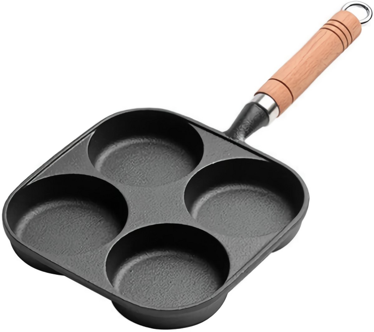 Four-pan 18 cm - Cast Iron - Natural Non-Stick Coating - For Eggs & Hamburgers - Image 1
