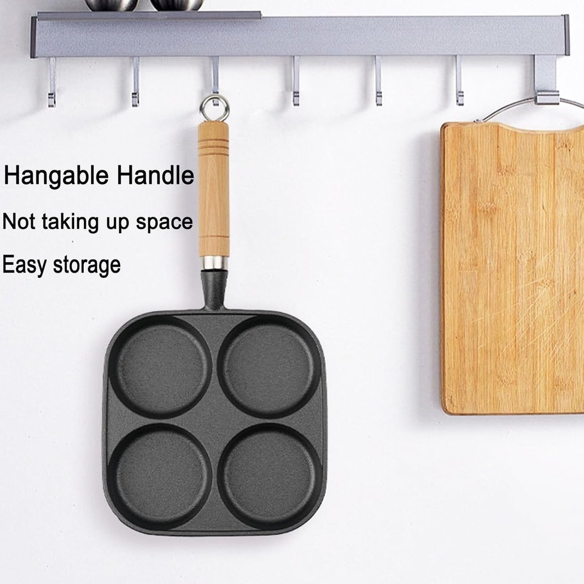 Four-pan 18 cm - Cast Iron - Natural Non-Stick Coating - For Eggs & Hamburgers - Image 2