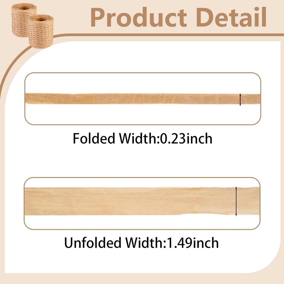 2 rolls of raffia ribbon - natural raffia paper twine - gift wrapping Christmas crafting DIY decoration - 1/4 inch (kraft) - Image 3