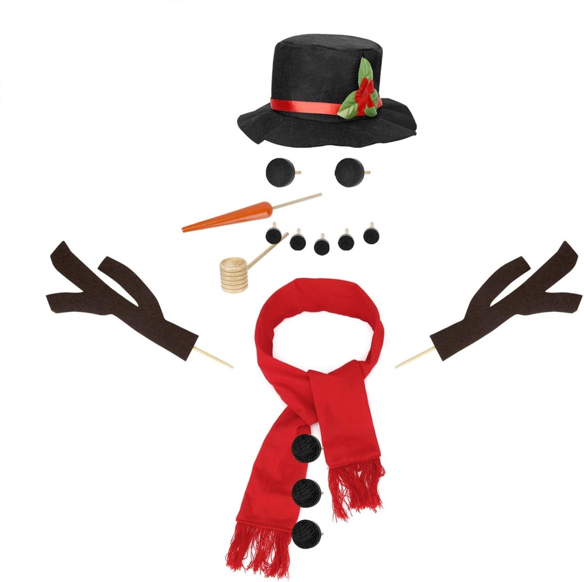 16-Piece Snowman Decoration Set - Christmas Winter Party - Reusable - Non-woven Velour - Image 1