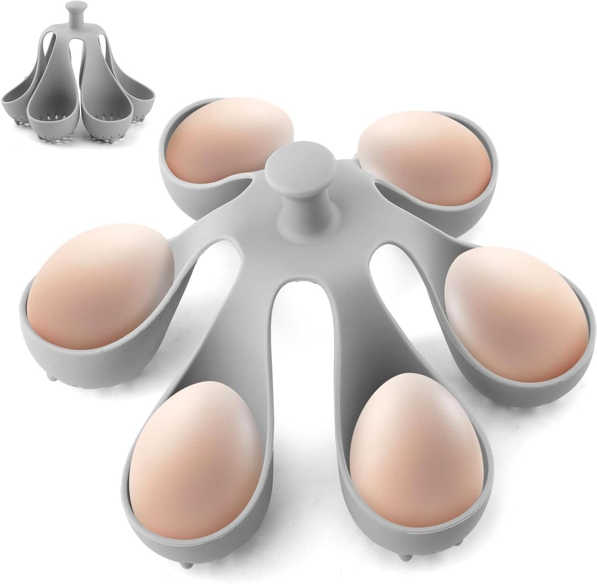 Egg Cooker - Holds 6 Eggs - Fast Cooking & Safe Handle - Fridge Storage Rack - For Family and Kitchen - Image 1