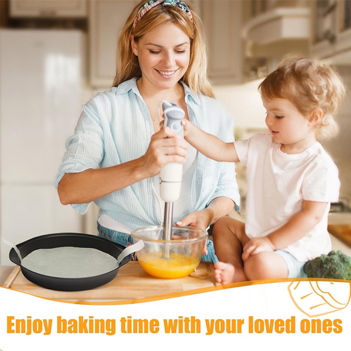 Set of 1 20 cm round baking pan - non-stick carbon steel baking pans with 50 baking paper, dishwasher safe, durable for layer cakes, birthday and Christmas pastries - Image 4