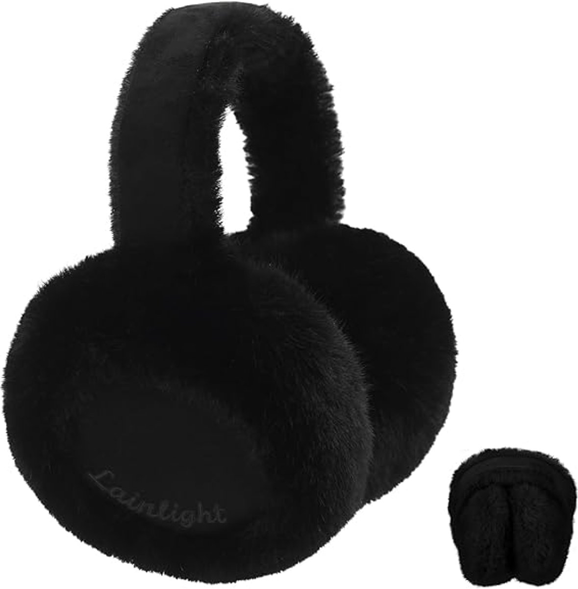 Warm earmuffs - Foldable, cute plush earmuffs - Soft and skin-friendly - Stylish and versatile - Protect your ears from the cold - black - Image 1