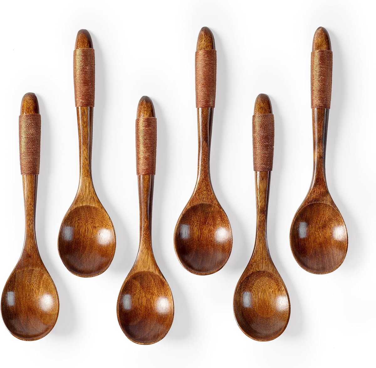 Wooden Spoons - 17cm Bamboo Spoons - Eco-friendly - Versatile Use - Perfect for Honey Jars & Jams (6-piece) - Image 1