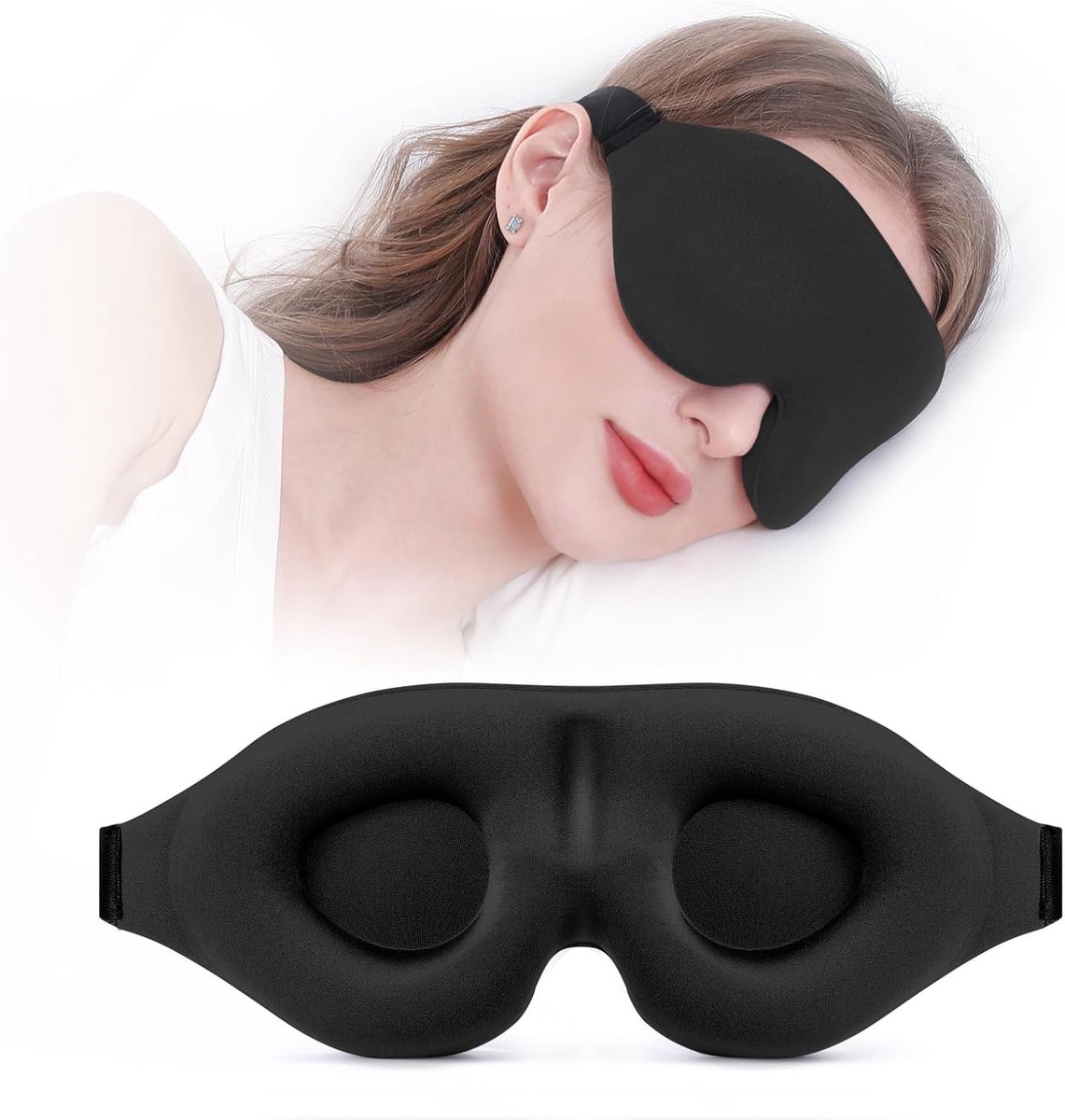 Sleep mask for side sleepers - sleep eye mask - fully light-blocking 3D sleep mask, soft breathable eye mask for women and men, relaxing blindfold for the night without pressure - Image 1