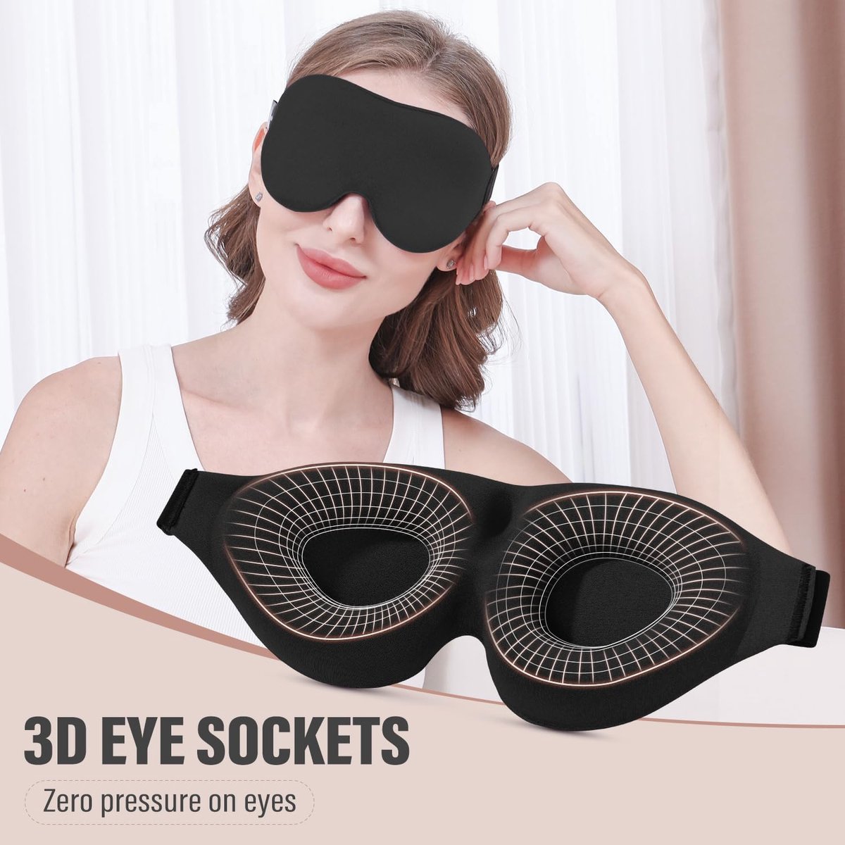 Sleep mask for side sleepers - sleep eye mask - fully light-blocking 3D sleep mask, soft breathable eye mask for women and men, relaxing blindfold for the night without pressure - Image 3