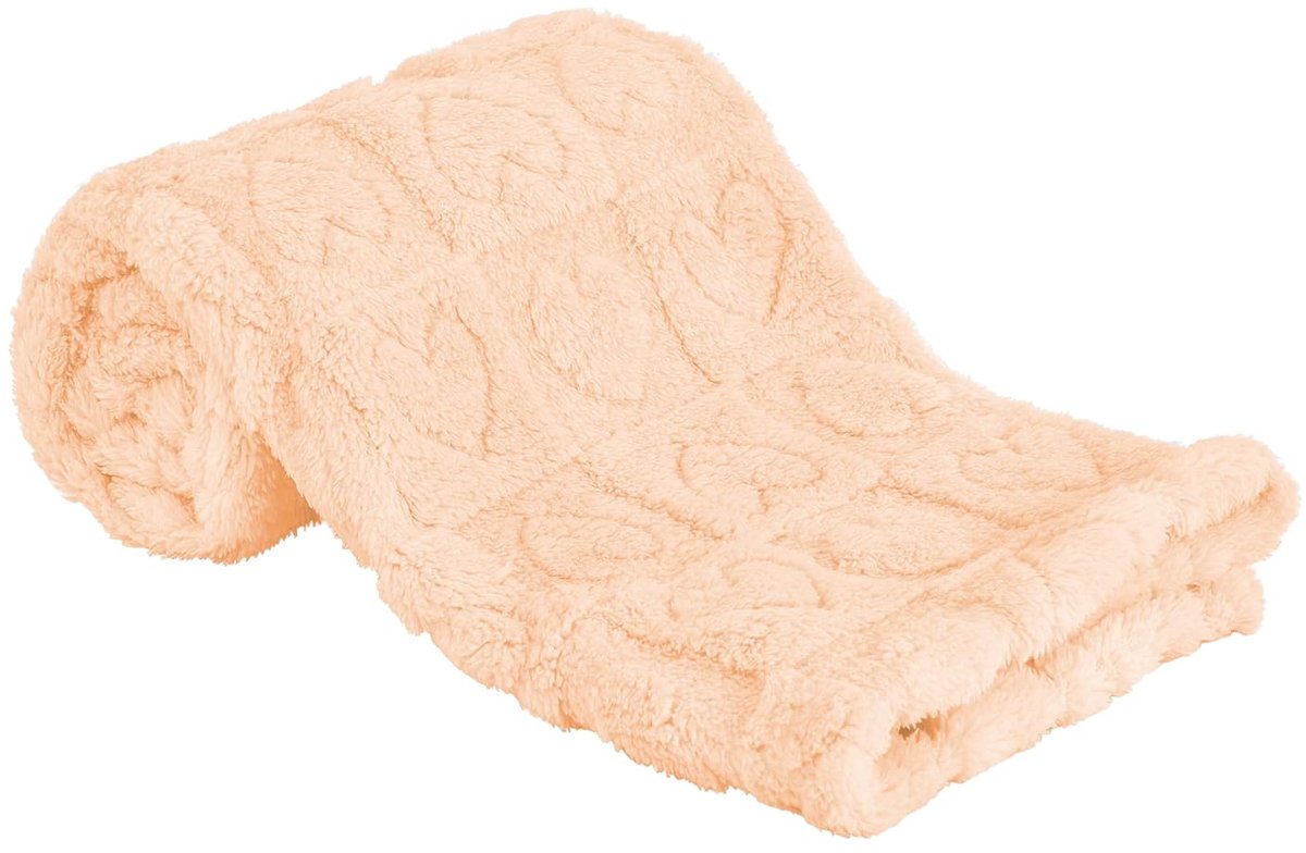 Baby blanket with heart motif, ultra-soft, cozy baby blankets for girls and boys, soft baby and toddler blankets for newborn babies, gifts for the crib and stroller (76 x 102 cm) (apricot pink) - Image 1