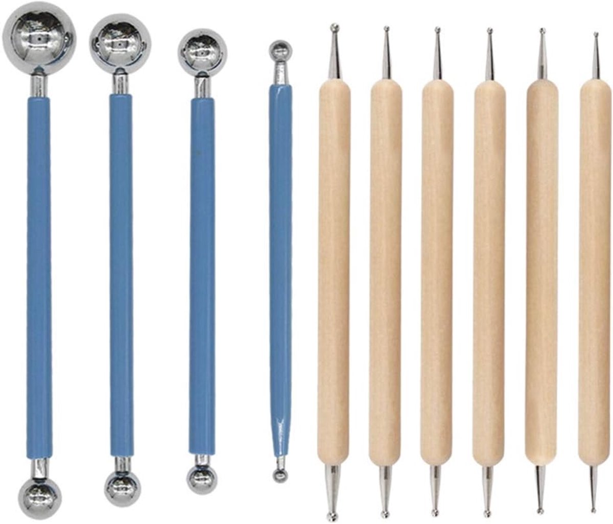 10-piece pointillism tool set - relief pens - tracing pens - suitable for rock painting, nail art, pottery, clay modeling, carbon transfer paper, decorations and DIY art and crafts (blue, wood) - Image 1