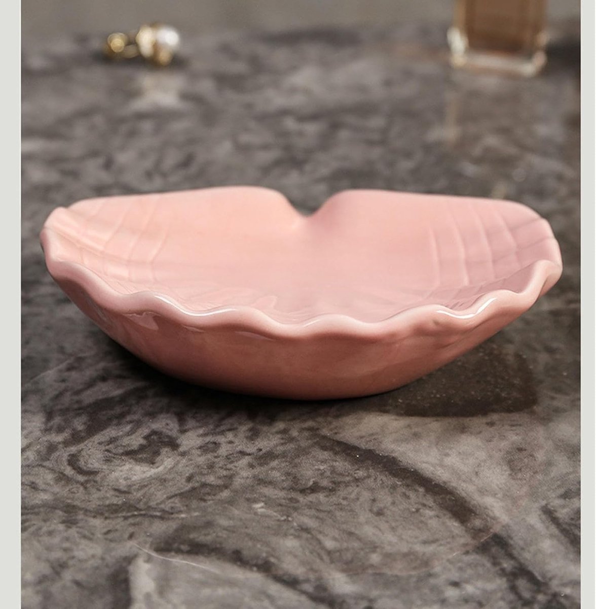 Ceramic Soap Holder - Sea-Shell Soap Tray with Self-Draining - Soap Holder - Soap Box - Small Soap Dish - 1 Piece White - Image 2