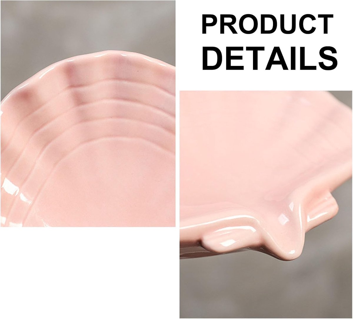Ceramic Soap Holder - Sea-Shell Soap Tray with Self-Draining - Soap Holder - Soap Box - Small Soap Dish - 1 Piece White - Image 4
