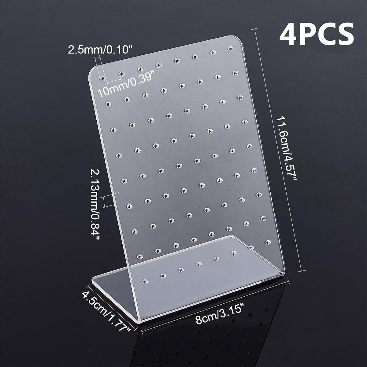 Acrylic Earring Holder - 4-Piece Set with 72 Compartments Earring Display Stand Retail Display Cabinet Earring Display Stand Personal Storage 3x2x4.5 inches - Image 4