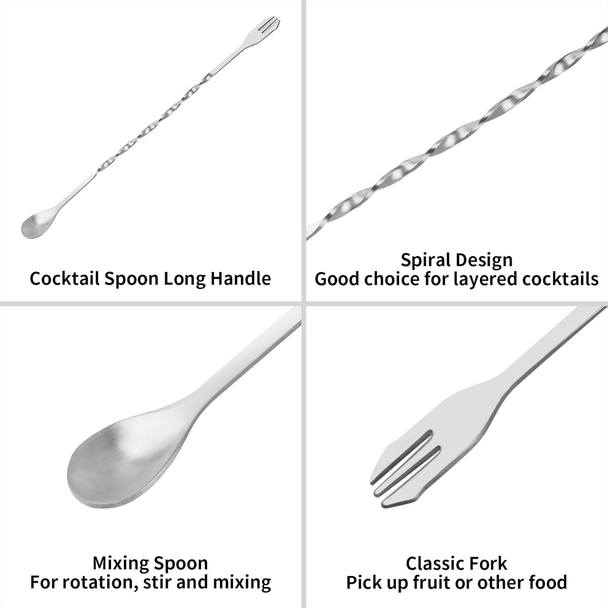 Cocktail Muddler & Stirrer - 25 cm 2-in-1 Bar Tool - Stainless Steel with Long Handle - For Mojitos and Fruit Drinks - Image 1