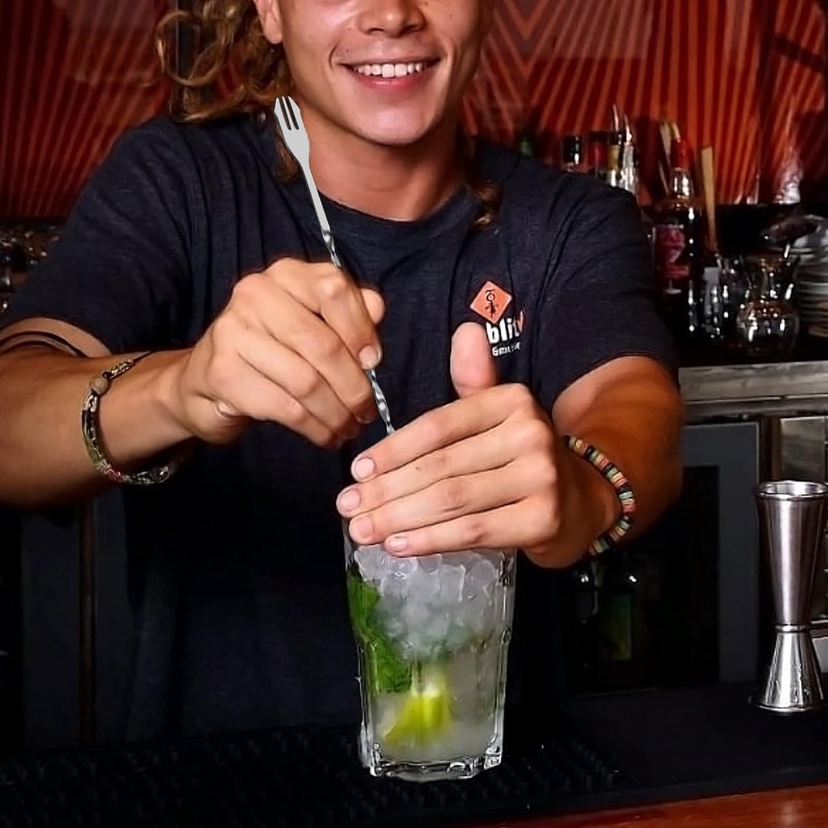 Cocktail Muddler & Stirrer - 25 cm 2-in-1 Bar Tool - Stainless Steel with Long Handle - For Mojitos and Fruit Drinks - Image 5