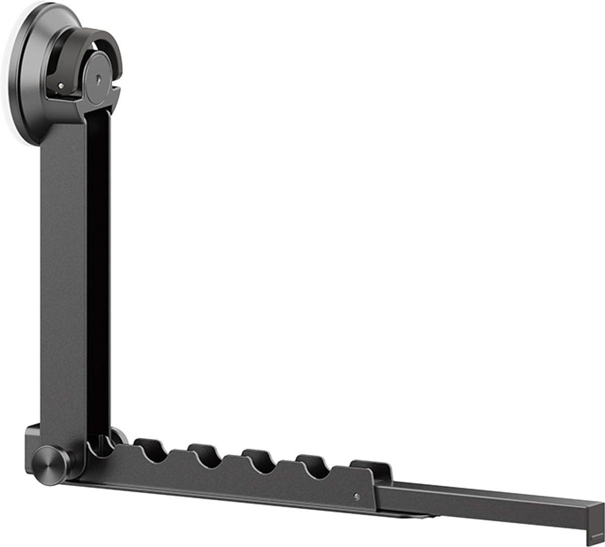 Wall drying rack – Foldable, aluminium, vacuum suction cup (grey) - Image 1