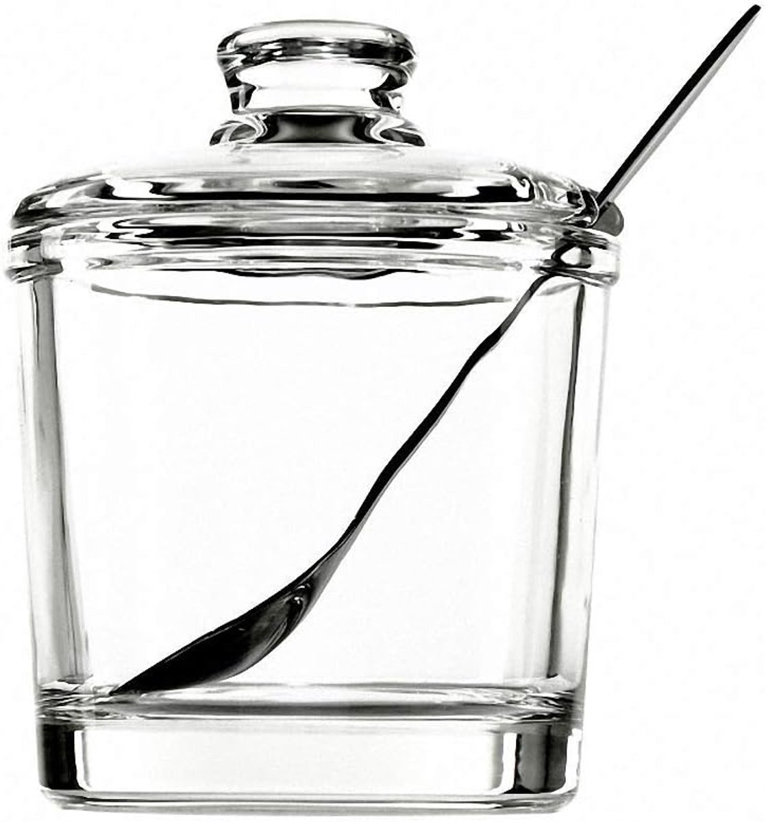 piece Classic clear glass sugar bowl with lid Serving spoon Salt shaker Pepper Storage jar Spice jar Dispenser container Sugar box Condiment Spice racks Home kitchen holder - Image 1