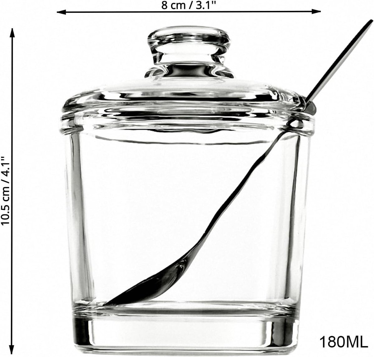piece Classic clear glass sugar bowl with lid Serving spoon Salt shaker Pepper Storage jar Spice jar Dispenser container Sugar box Condiment Spice racks Home kitchen holder - Image 2