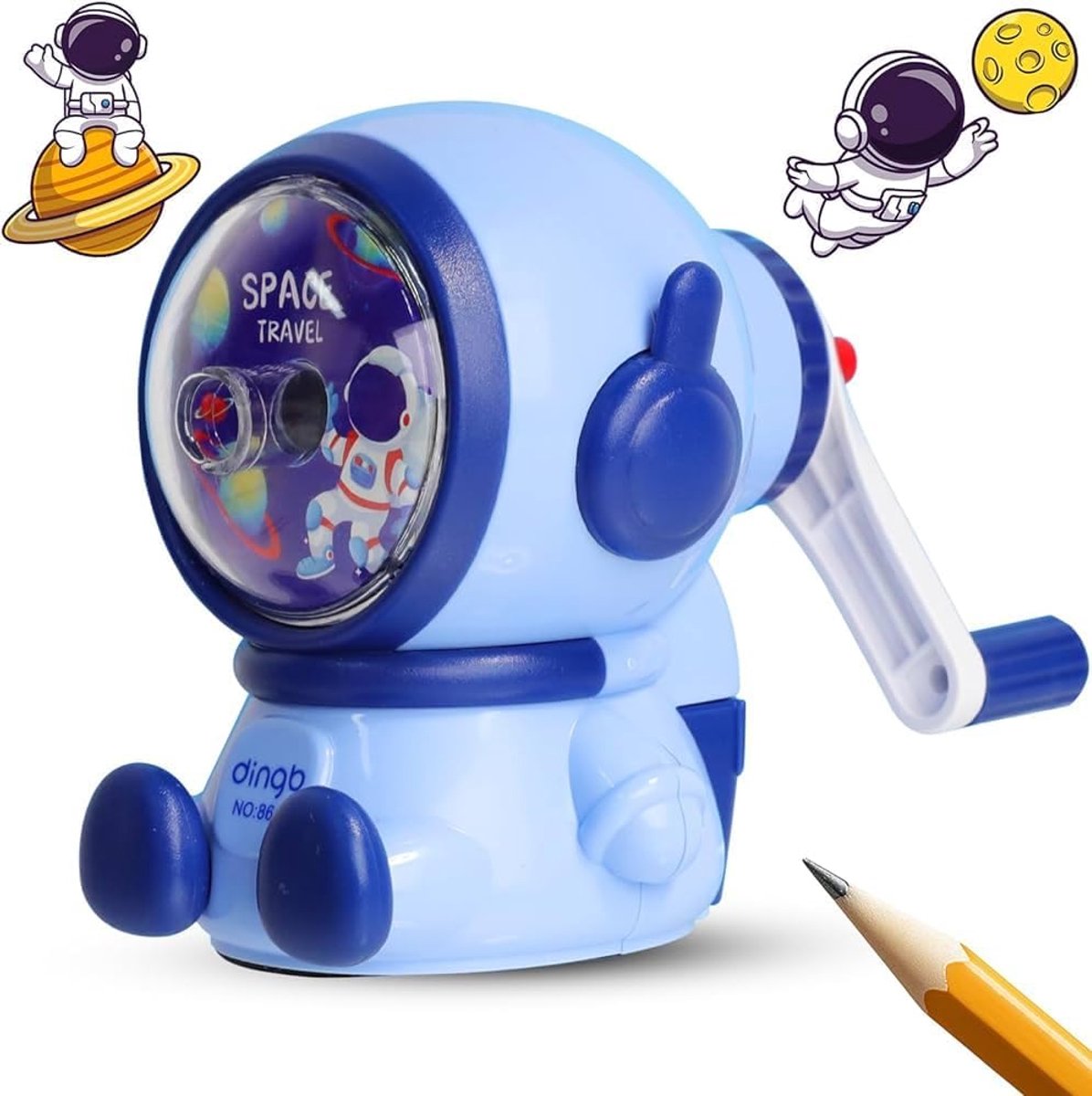Manual pencil sharpener - Cute child-style stationery with a space theme - durable - easy to use - suitable for school, office, and home. - Image 1