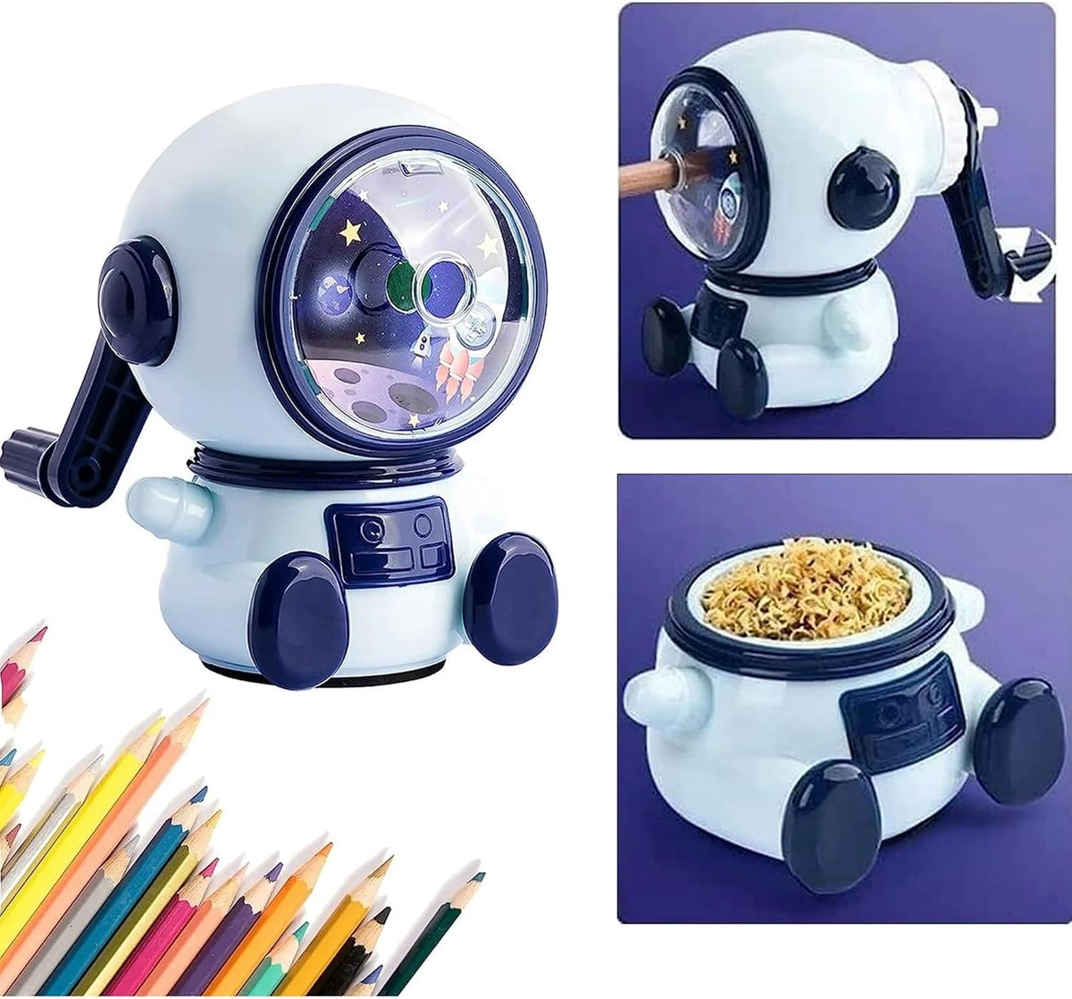 Manual pencil sharpener - Cute child-style stationery with a space theme - durable - easy to use - suitable for school, office, and home. - Image 5
