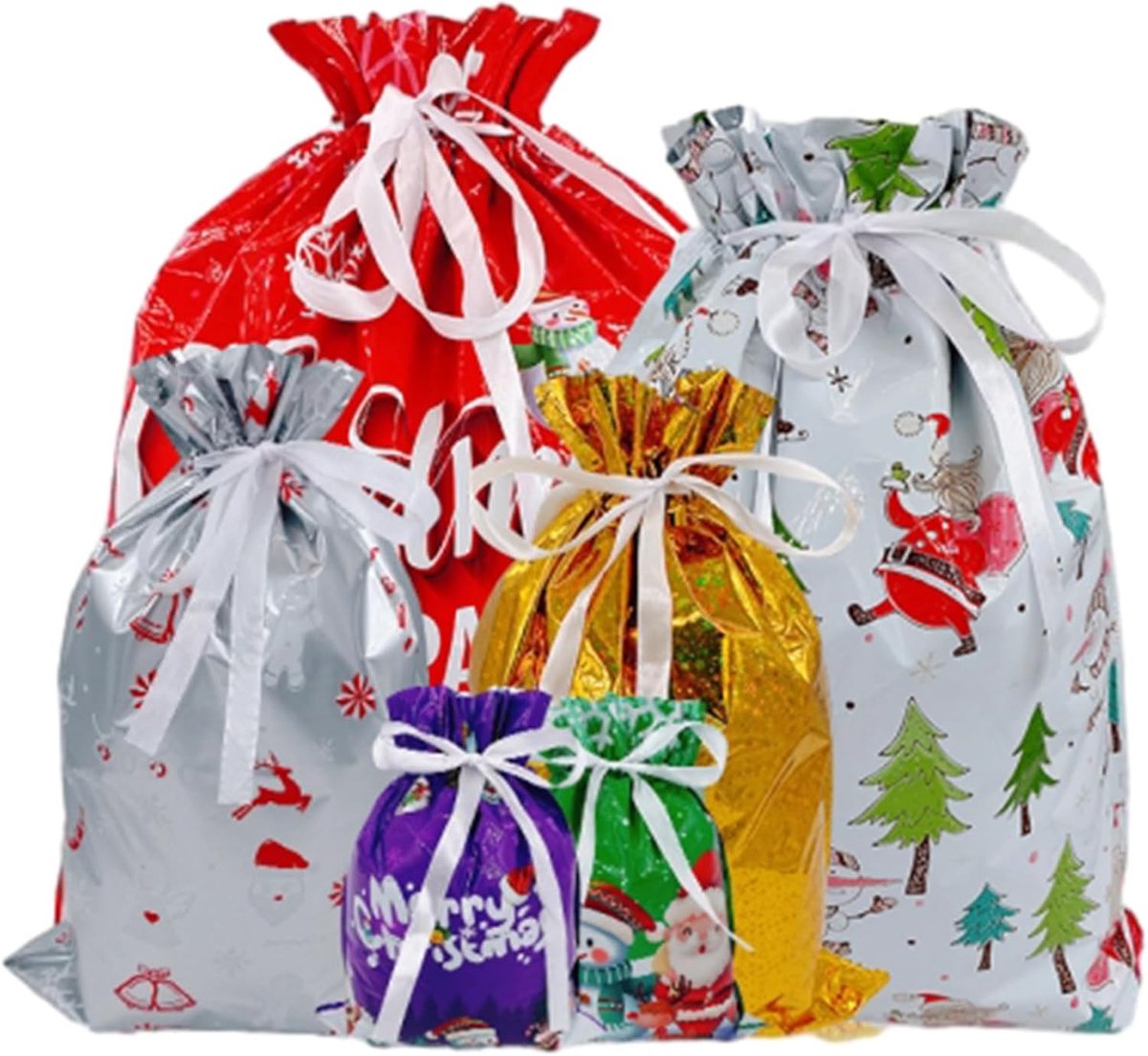 30 Pieces Christmas Bags - Christmas Gift Pouches - Christmas Gift Bags with Drawstring - 2026 New Foil Gift Bags - Holiday Gift Package with Drawstring, Decorative Gift - For the Holidays - Image 1