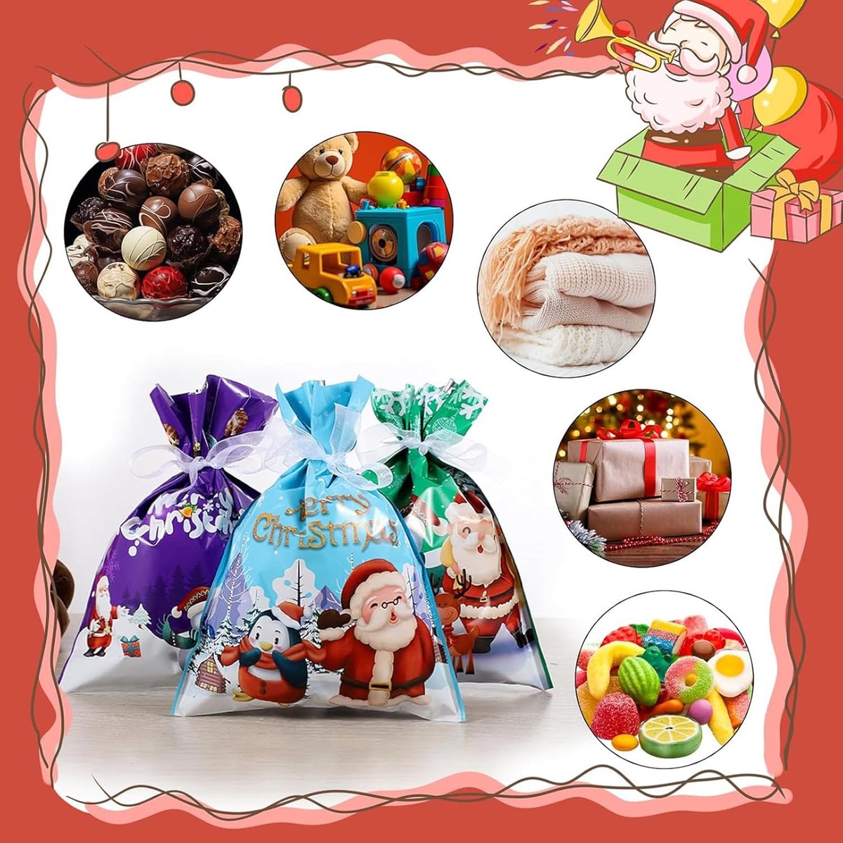 30 Pieces Christmas Bags - Christmas Gift Pouches - Christmas Gift Bags with Drawstring - 2026 New Foil Gift Bags - Holiday Gift Package with Drawstring, Decorative Gift - For the Holidays - Image 4