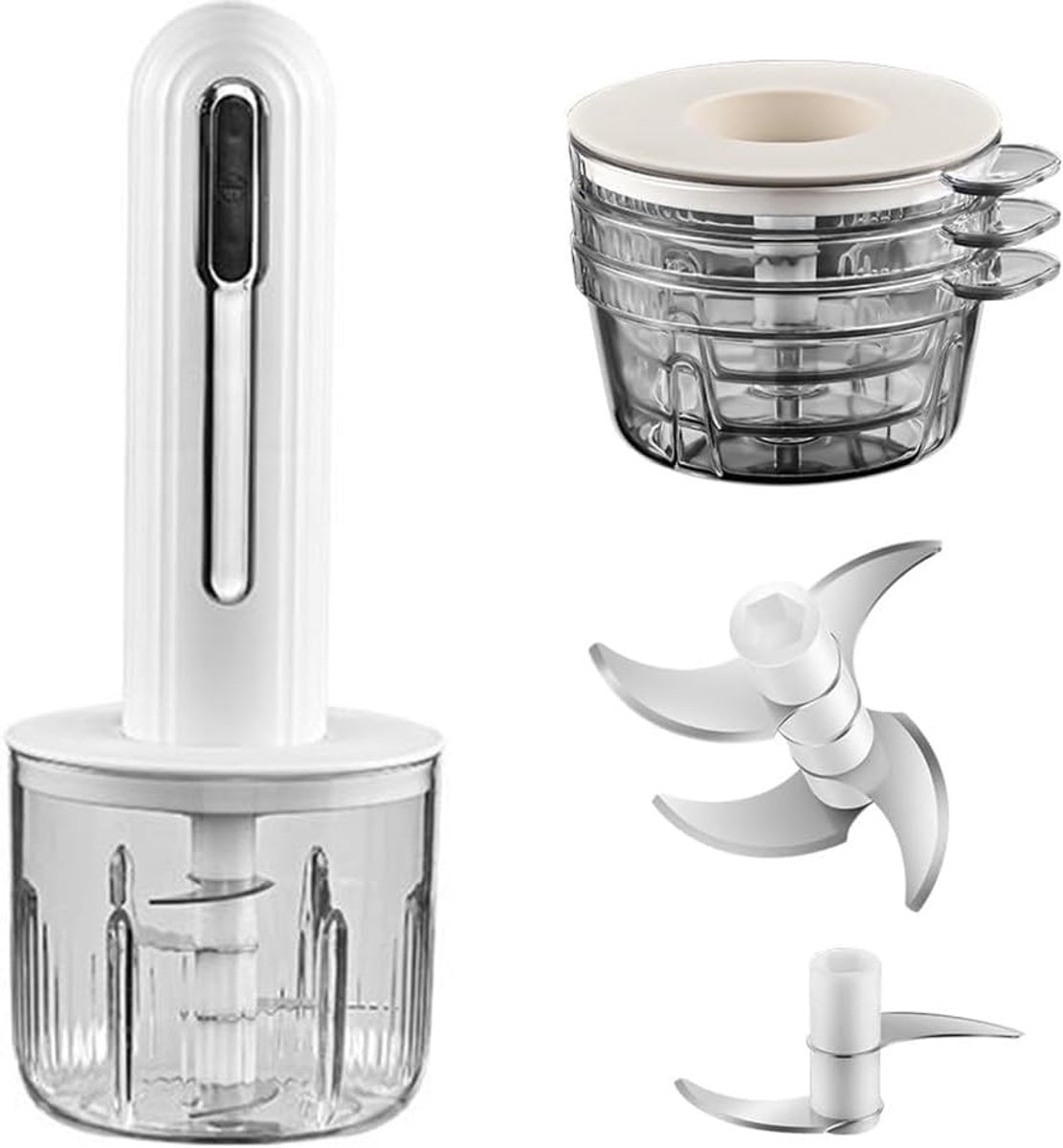 Food Processor - Cordless and USB-C Rechargeable - 4 Cups for Portion Control - Powerful Stainless Steel Blade - for Small Kitchens and Camping - Image 1