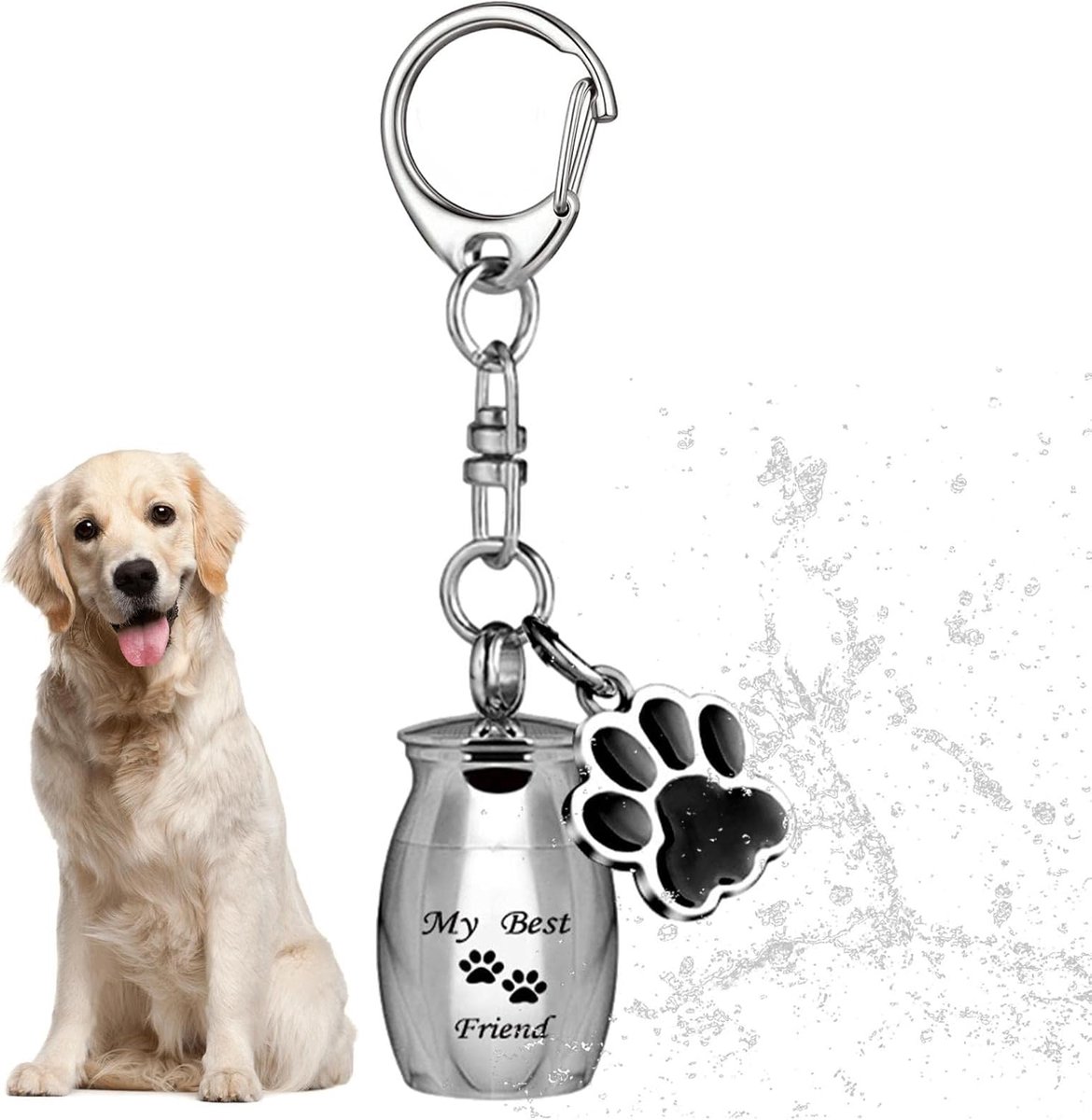 Pet Ash Keychain - Stainless Steel Paw - Waterproof - Ash Holder for Cats Dogs - Image 1