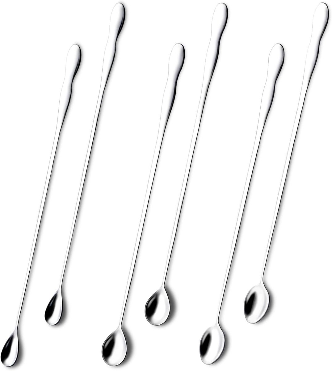 Coffee spoons - Iced tea spoons - Long-handled spoons - Stirring spoons for coffee, ice cream, and cocktails - Stainless steel stirrers - 32 cm dessert spoons (6-pack) - Image 1
