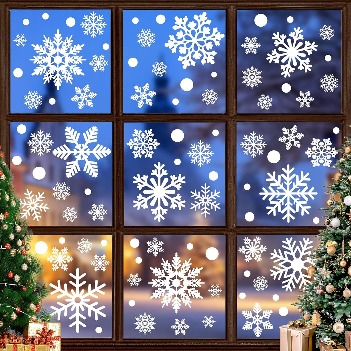Reusable Christmas Window Stickers - Christmas Window Stickers - Christmas Window Stickers - Christmas Window Decoration - 116 stickers for the holidays, including 9 snowflake stickers - Suitable for winter interior decorations - Festive home decoration - Image 1