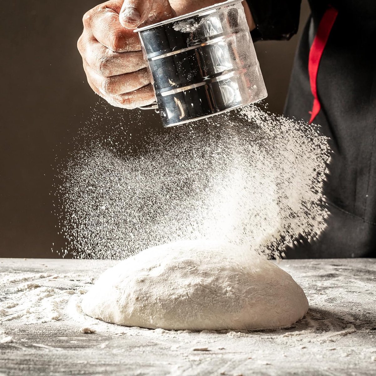 Flour Sieve - Flour Sieve - Professional Fine Mesh Sieve - Fine Kitchen Sieve - One-Hand Press Stainless Steel - Ideal for Baking and Sprinkling Powdered Sugar - Image 5