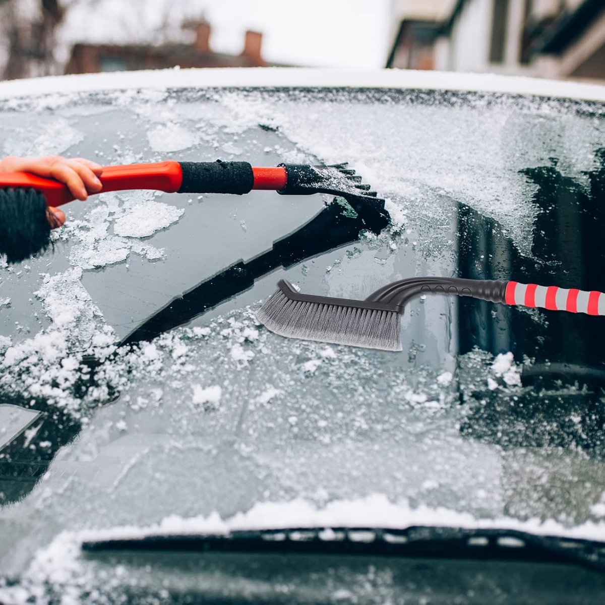 Snow Brush for Car - Two-in-One Ice Scraper - 25'' Ergonomic Handle - Winter Car Accessory - Image 4
