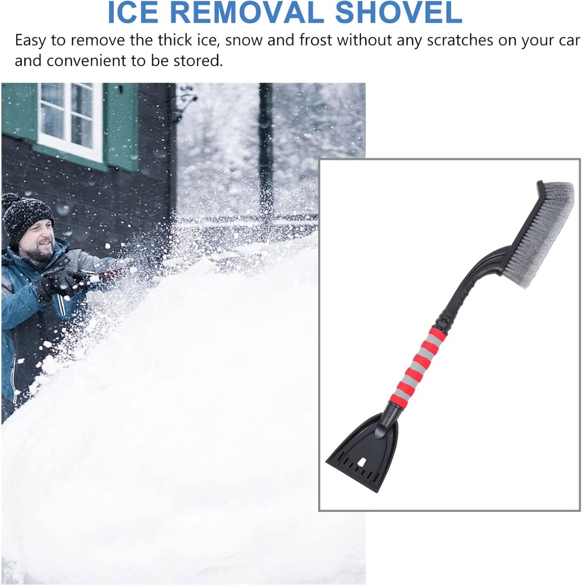 Snow Brush for Car - Two-in-One Ice Scraper - 25'' Ergonomic Handle - Winter Car Accessory - Image 5