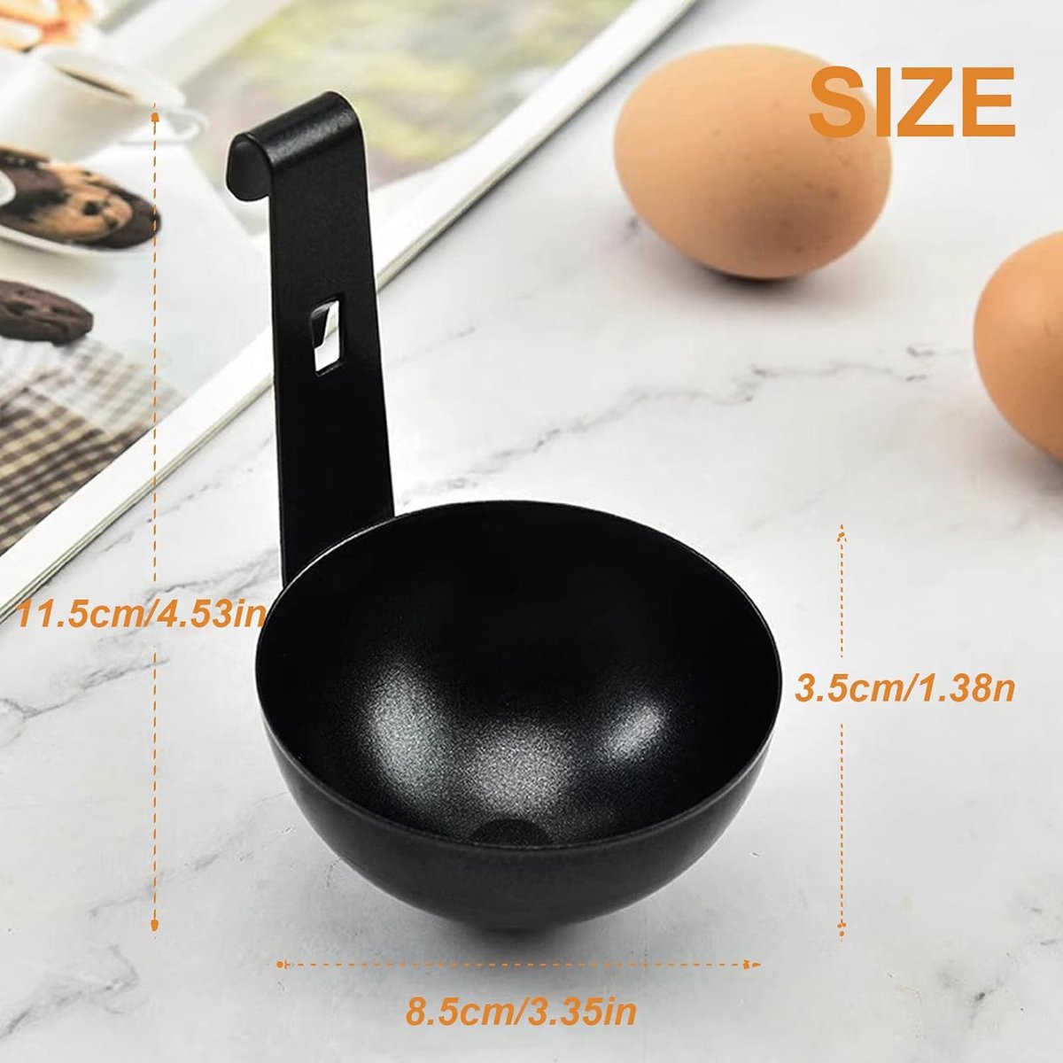 2-piece egg cooker - Stainless steel pan for poached eggs with hanging cups - Non-stick cookware for soft-boiled eggs and breakfast - Image 5