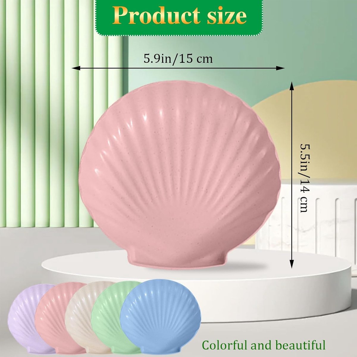 shell-shaped dessert plates - reusable 15 cm plastic plates - for appetizers, wedding cakes, and salads - ideal for travel, picnics, and parties (pink) - Image 5