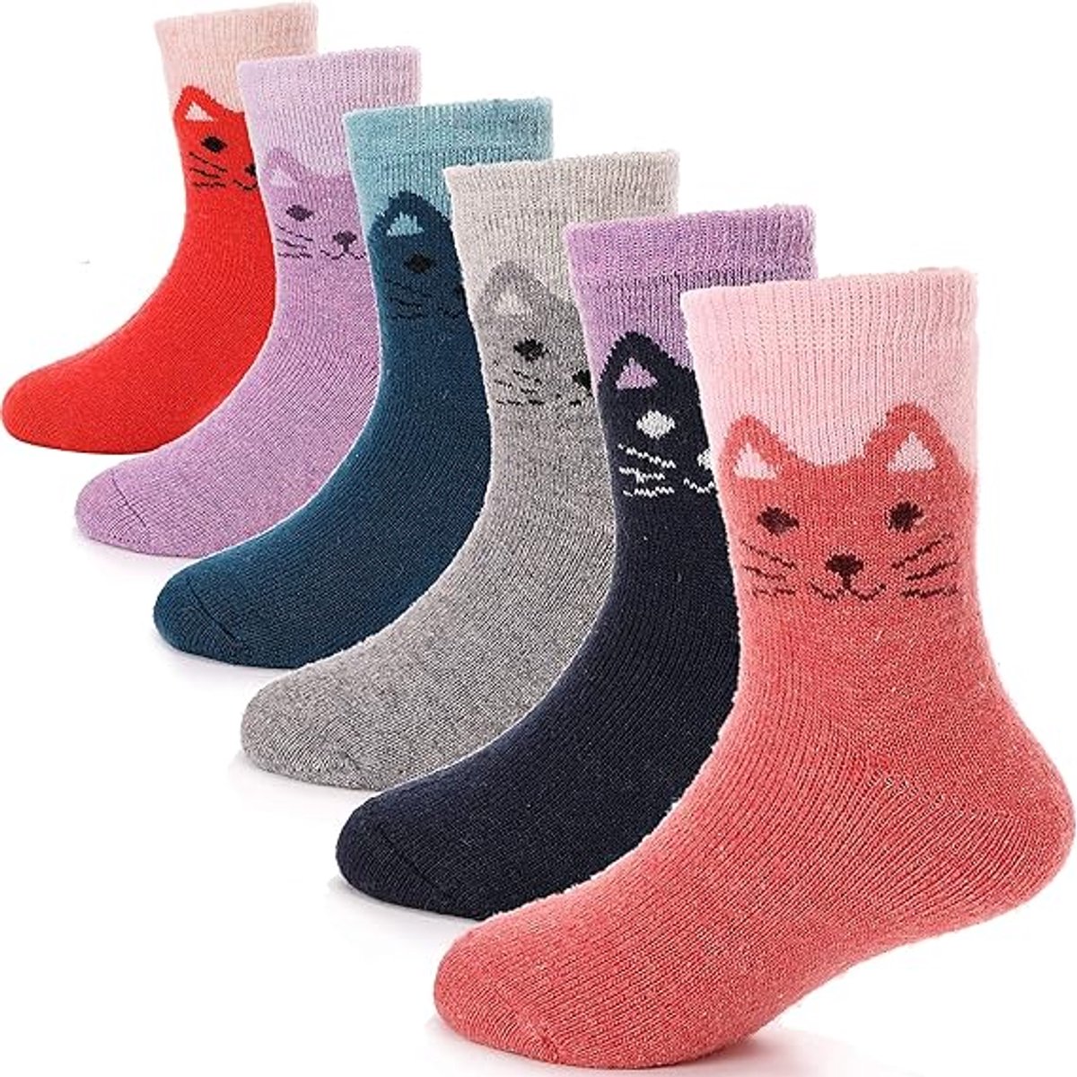 Kids' hiking socks - suitable for toddlers, boys and girls - warm and thick - mid-calf boot socks - comfortable and thick - 6 pairs per pack - gift socks - Image 1