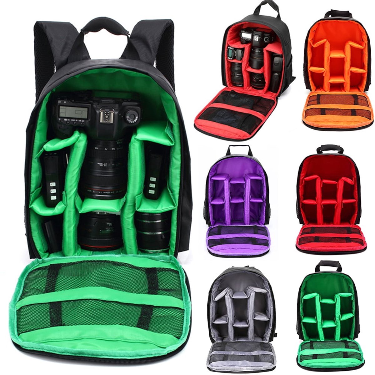 Professional waterproof outdoor photography SLR camera backpack travel bag - Green - Image 1