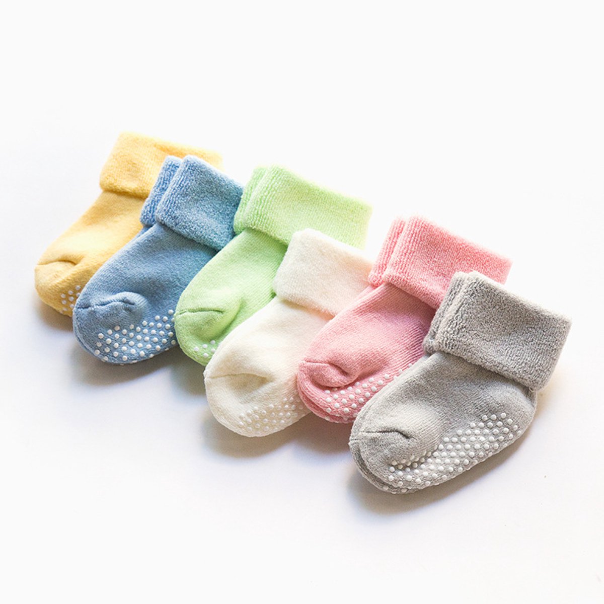 Baby-toddler-children ankle socks with grip, unisex warm thick cotton winter socks 0-10 years, 6-pack M 12-14cm - Image 1