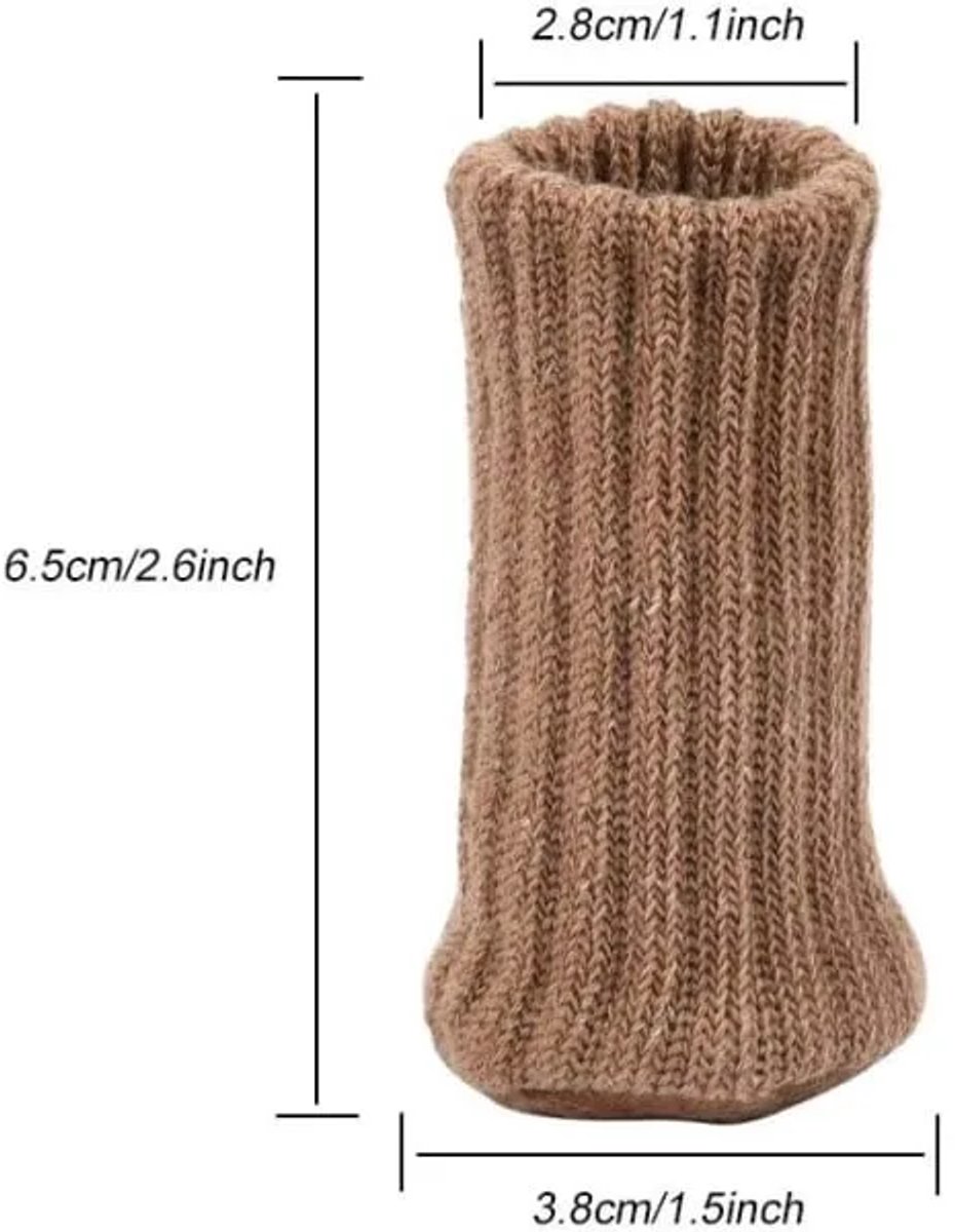 Chair leg protectors 24-pack – Brown, thick knit, non-slip socks - Image 2