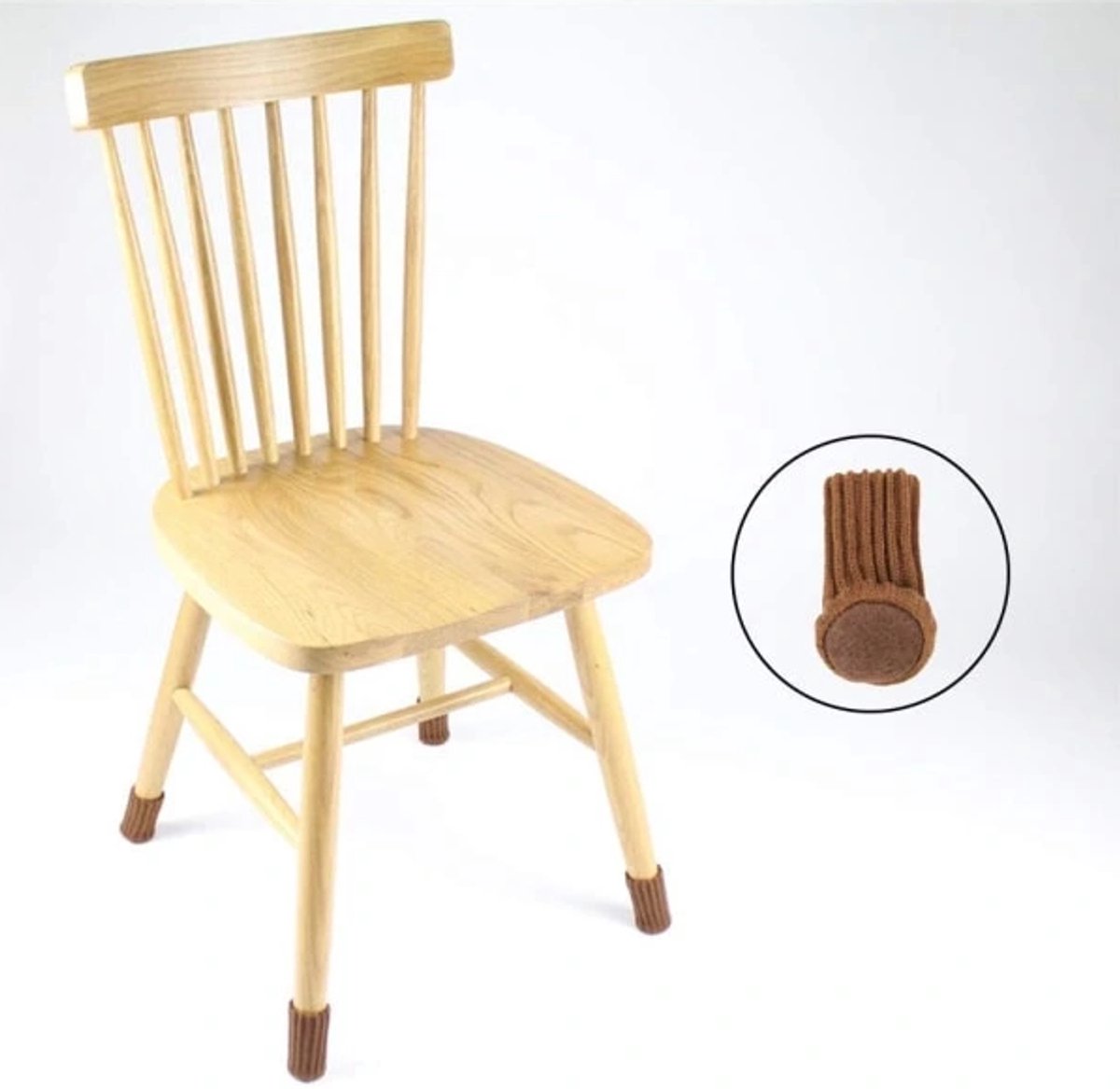 Chair leg protectors 24-pack – Brown, thick knit, non-slip socks - Image 5