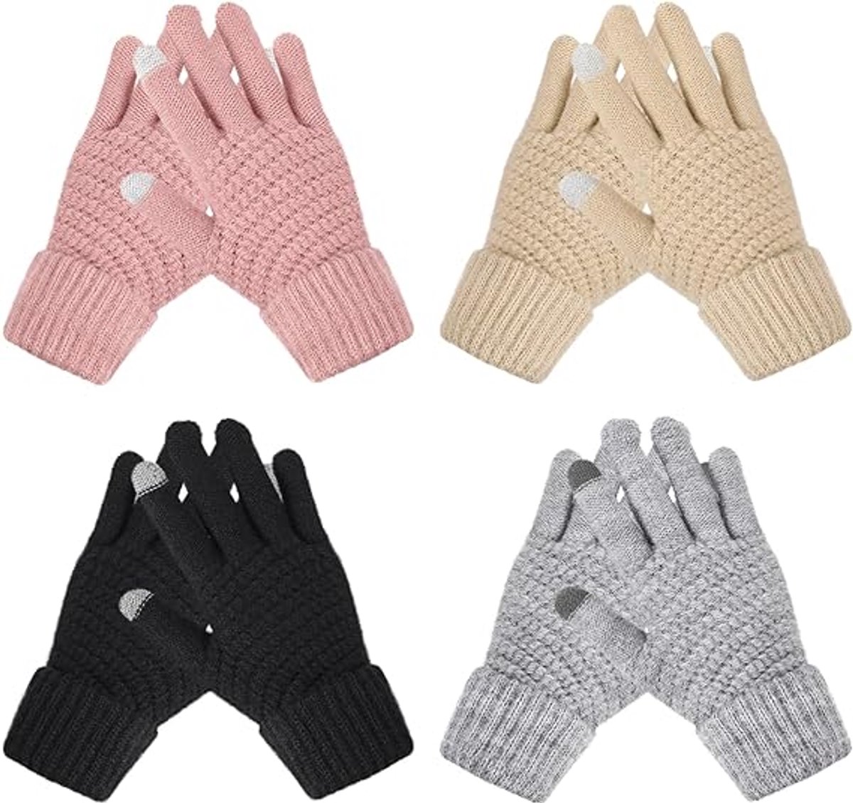 Touchscreen Winter Gloves - Women's Sports Gloves - Waterproof and Windproof - Elastic Cuff - Scooter and Bicycle (4 Pieces) - Image 1